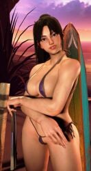 1girls 3d beach bikini black_hair brutalace capcom fan fatal_fury highres large_breasts mai_shiranui mod monokini ponytail screenshotboy96 snk street_fighter street_fighter_6 tagme