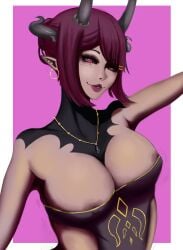 1futa ass ass_focus big_ass big_breasts breasts chubby chubby_female dragon_girl dragon_horns dragon_humanoid dragon_tail futanari penis purple_hair tail valera_pythera vtuber