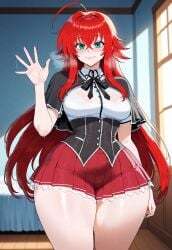 1girls ai_generated big_breasts blue_eyes breasts child_bearing_hips female female_focus high_school_dxd hips long_hair red_hair rias_gremory thick_thighs thighs wide_hips