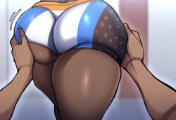 1boy 1girls ai_generated anus ass ass_focus ass_grab big_ass curvaceous curvy dark-skinned_female dark_skin large_breasts mullon nessa_(pokemon) novelai pokemon pokemon_ss pov voluptuous voluptuous_female