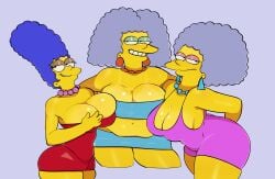 20th_century_fox 20th_century_studios 3girls big_breasts cleavage looking_at_viewer marge_simpson mature mature_female milf mother patty_bouvier selma_bouvier siblings sisters solidus the_simpsons twin_sisters twins voluptuous voluptuous_female