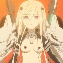 armor armored_female arms blonde blonde_hair blonde_hair_female breasts breasts_out british british_female date_a_live dusk elbows ellen_mira_mathers eyebrows flying hair_covering_breasts hair_covering_eyes light-skinned_female light_skin long_blonde_hair long_hair mature_female medium_breasts naked naked_female nipples nude nude_female orange_background orange_sky power_armor purple_eyes shoulders sky tits tits_out waist woman woman_only