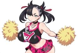 ai_generated big_breasts black_hair cheerleader cheerleader_uniform female female_focus female_only marnie_(pokemon) mullon novelai pokemon pokemon_ss solo solo_female thick_thighs