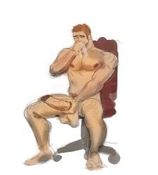 balls bara bazonuts big_balls big_penis boner erection male male_only masturbation muscles muscular nude penis sitting solo solo_male