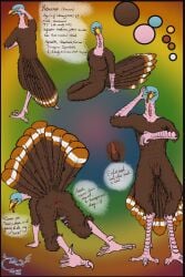 2:3 abstract_background all_fours anthro anticipation anus avian avian_caruncle bald balls beak bird brown_body brown_feathers colored dewlap_(anatomy) dialogue digital_media_(artwork) english_text erection feathers feet galliform genitals hand_on_chest hand_on_head hand_on_leg hand_on_thigh hi_res konarak_(tzair) lgbt_pride male model_sheet open_beak open_mouth penis phasianid pink_body pink_skin pride_colors relaxing scuted_arms scuted_legs scutes signature sitting slit_(disambiguation) smile snood_(anatomy) solo speech_bubble spurs standing tail tail_feathers talons text toes turkey tzair_(artist) wrinkles