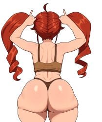 ass ass_focus back_view big_ass bikini braid eris_greyrat fanart female female_only freshnsfw large_ass mushoku_tensei mushoku_tensei:_isekai_ittara_honki_dasu red_hair thong