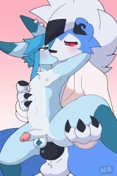 2d_animation anal anal_sex animal_genitalia animal_penis animated anthro anthro_on_anthro anthro_penetrated anthro_penetrating anthro_penetrating_anthro biped blue_body blue_fur canine_genitalia canine_penis duo eeveelution erection fur generation_4_pokemon generation_7_pokemon genitals glaceon glans hi_res humanoid_genitalia humanoid_penis knot lycanroc male male/male male_penetrated male_penetrating male_penetrating_male multicolored_body multicolored_fur nightmareroa nintendo penetration penile penile_penetration penis pokemon pokemon_(species) red_eyes sex short_playtime white_body white_fur