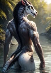 adam360 ai_generated ass balls beach bum felkin furry male solo_male water wet