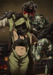 1girl2boys 2boys1girl call_of_duty ellixxr femsub horangi imminent_penetration imminent_rape imminent_sex original_character rape undressing undressing_another warzone