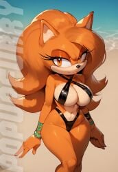 ai_generated big_breasts cleavage fan_character mobian_(species) oc orange_eyes orange_fur orange_hair sonic_(series) sonic_oc sonic_the_hedgehog_(series) wide_hips