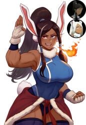 abs ai_generated big_breasts cleavage fusion fusion_character hairband heterochromia huge_breasts huge_thighs korra krystalizedart miruko muscular muscular_female my_hero_academia rabbit rabbit_ears red_eyes slit_pupils solo solo_female solo_focus the_legend_of_korra thick_thighs thighhighs