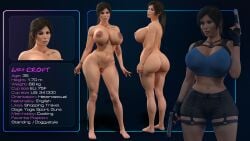 3d 3d_(artwork) 3d_model akimbo ass athletic athletic_female background bag bagpack balls belt big_ass big_balls big_breasts big_butt bimbo bimbo_lips bimbofication blue_background breast_implants breasts brown_hair character_sheet cleavage clothing collar description english_text eyelashes fake_breasts female garter_straps gloves gun huge_ass huge_breasts lara_croft lara_croft_(survivor) large_areolae large_ass large_balls large_breasts legs lipstick long_hair looking_at_viewer makeup male metal_01 naked naked_female open_legs open_mouth original_character ponytail presenting pubic_hair pussy shorts solo standing tactical_gear tactical_nudity tattoo tattoo_on_chest tattooed_arm tattoos tomb_raider tomb_raider_(survivor) topless topwear weapon