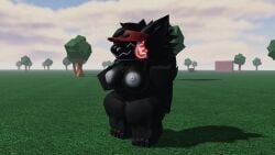 3d black_fur female_only furry nekomaniaa nude_female outside pose protogen roblox roblox_avatar robloxian self_upload white_areola