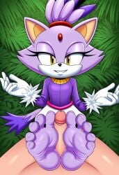 ai_generated blaze_the_cat feet foot_fetish foot_play footjob human human_on_anthro pawjob paws pov sega sonic_(series) sonic_the_hedgehog_(series) uncensored