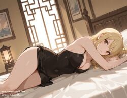 ai_generated beautfiul_background dim_candlelight fairy_tail large_breasts lucy_heartfilia lying stunning_backgroud traditional_chinese_room