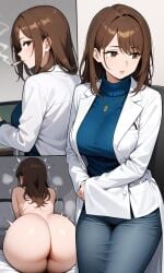 1girls ai_generated ass brown_hair jujutsu_kaisen shoko_ieiri