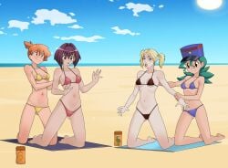 4girls anoneysnufftan applying_sunscreen beach beach_towel bikini blonde_hair chibi_vampire defeated_villainess embarrassed fangs female female_only green_eyes green_hair humiliation imminent_death jeanette_voerman karin_maaka kasumi_(pokemon) killer_lotion kneeling lord_dominator lotion_bottle massage murder officer_jenny_(pokemon) orange_hair peril picture_in_picture pokemon police_hat punishment purple_hair rubbing sand short_hair snuff summer sunbathing swimsuit towel twintails vampire vampire_girl vampire_the_masquerade wander_over_yonder