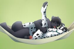 anal anal_sex balls canine closed_eyes collar cum cum_in_ass cum_inside dalmatian erection furry gay hammock jailbird male no_humans nude penetration penis raised_leg sex wolf