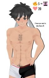 blush boxers boxers_only budo_masuta looking_at_viewer male_only slutforbara strip_challenge yandere_simulator