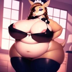 2023 ai ai_generated anthro armadillo ass belly big_ass big_belly big_breasts big_butt breast chubby chubby_female female looking_at_viewer maid mommy overweight overweight_female slightly_chubby slightly_chubby_female