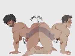 carlos_oliveira chris_redfield double_dildo gay male male/male male_only resident_evil sex_toy sex_toy_in_ass shared_object_insertion yaoi