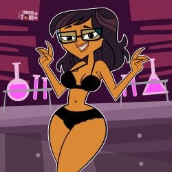 1girls bare_midriff black_bra black_panties black_underwear bra bra_only carazar_zone ellody_(tdi) female female_only female_solo glasses glasses_only panties panties_only solo solo_female solo_only total_drama_(series) total_drama_island underwear underwear_only