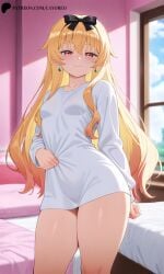 ai_generated anus arifureta_shokugyou_de_sekai_saikyou bedroom blonde_hair feet pussy red_eyes sex soles vaginal_penetration vaginal_sex yue_(arifureta)