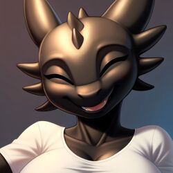 ai_assisted ai_generated anthro black_body blush closed_eyes cute dracovik dragon dragon_girl dreamworks frosting.ai genderswap_(mtf) green_eyes head_tilt how_to_train_your_dragon looking_at_viewer rule_63 scalie sfw smile smiling_at_viewer toothless wholesome