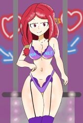 big_breasts brothel chariot_du_nord full_body lingerie little_witch_academia milf prostitution red_eyes red_hair shiny_chariot solo_female