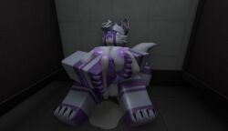 3d anthro balls breasts cock furry futanari in_heat kaiju_paradise lactating lang_(kaiju_paradise) looking_pleasured masturbation precum precum_drip ravenuwu roblox roblox_game self_upload tagme