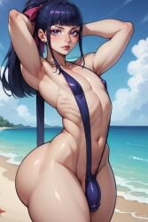 1femboy ai_generated anus ass ass_focus beach big_ass female_focus femboy femboy_only kikunojo one_piece string_bikini thick_ass thicknesslord