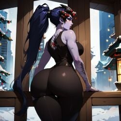 ai_generated ass big cabin overwatch purple_skin snow widowmaker