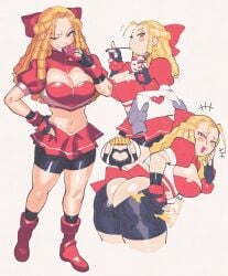 2d ass bare_midriff blonde_hair bubble_butt busty butt_crack capcom cleavage drill_hair female female_focus female_only hourglass_figure inkuusan karin_kanzuki long_hair navel ojou-sama ojou-sama_pose png revealing_clothes skimpy skimpy_clothes street_fighter street_fighter_6 tagme teasing wide_hips