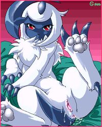 absol anus blush claws female female_only furry g-sun horn lowres nintendo pawpads pokémon_(species) pokemon pokemon_(species) pokemon_rse pussy red_eyes solo source_request tail year_request