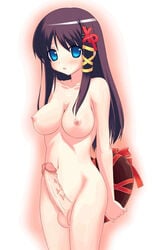 1futa blue_eyes breasts cute futa_only futanari hair hair_ribbon hairclip intersex long_hair nude open_mouth os-tan penis ribbon ribbons solo valentine xp-tan