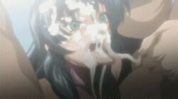 ahe_gao ahegao animated blue_hair broken_rape_victim bukkake crying crying_with_eyes_open cum cum_covered cum_on_face cum_on_hair cum_on_tongue cum_string cum_taste cumshot ejaculation excessive_cum facial green_eyes igawa_asagi kneeling long_hair lowres murakami_teruaki open_mouth rape taimanin_(series) taimanin_asagi tears tongue tongue_out twitching