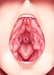 1girls cervix female female_only nurse octopus_trap open_mouth pussy pussy_juice pussy_mouth saliva source_request teeth tongue what