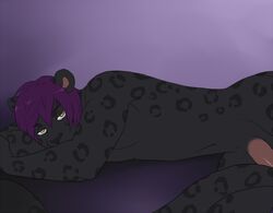 anthro feline fur furry jailbird leopard looking_at_viewer male male_only no_humans nude on_side penis solo