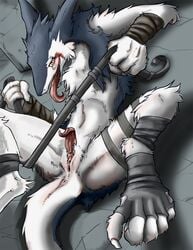 female furry no_humans nude prehensile_clitoral_hood pussy rain_silves sergal solo spread_legs spreading syrinoth