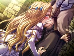 blonde_hair blue_eyes blush fellatio game_cg long_hair mashou_no_nie oral penis sarah_katousha