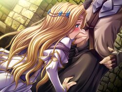 blonde_hair blue_eyes blush fellatio game_cg long_hair mashou_no_nie oral penis sarah_katousha