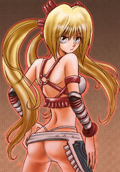 ass ayumi_(x-blades) blonde_hair breasts female large_breasts solo thong x-blades