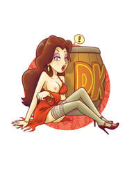 ! 1girls barrel big_breasts big_lips blue_eyes blush bracelet bracelets breasts brown_hair clothing color dick_sucking_lips donkey_kong_(arcade) donkey_kong_(series) earring eyeshadow female female_only fingernails half-closed_eyes heels high_heels human lips lipstick long_hair looking_at_viewer makeup mario_(series) nail_polish nintendo nipples off_shoulder one_breast_out open_mouth pauline solo stockings thebourgyman thick_lips thighhighs thighs torn_clothes white_background