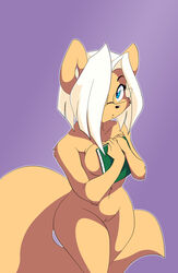 anthro blonde_hair blue_eyes breasts canine chalo edit female fox fur furry hair las_lindas looking_at_viewer nude pepper_ann_(las_lindas) photoshop pose pussy solo