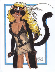 2006 blonde_hair brown_eyes female furry hair high_resolution pussy skunk solo terrie_smith traditional_media undressing