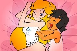 1boy 1girls alternate_breast_size animated artist_self-insert ass assjob background balls bare_shoulders barefoot black_hair blonde_hair blue_eyes bottomless bracelet breasts cap clothed curvy dancing dark-skinned_femboy dark-skinned_male dark_skin disco_ball earrings ejaculation erect_nipples female femboy femboy_on_female fingerless_gloves from_behind hi_res huge_ass huge_cock human hung_trap interracial knee_pads kneehighs large_breasts large_penis light-skinned_female light_skin lips lipstick looking_back male mario_(series) minus8 minus8_(character) nintendo nipplespenis pin_up_peach_(somescrub) ponytail princess_peach straight super_mario_bros. testicles thick_thighs video