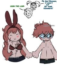 1boy 1girls bare_chest big_breasts bite_mark blossom_(powerpuff_girls) breasts brikuchan cartoon_network couple crossover dexter dexter's_laboratory female glasses hickey hickey_marks long_hair male orange_hair powerpuff_girls scientist sexy_body superheroine
