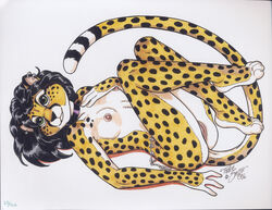 anthro breasts cheetah feline female fur furry high_resolution nipples nude pinup pussy solo terrie_smith traditional_media