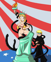 american_flag big_breasts blonde_hair breasts cosplay dahs green_eyes hair igocu knightsnipe public_domain statue_of_liberty statue_of_liberty_(cosplay) tentacle ucogi vaginal_penetration