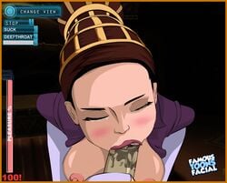 1girls animated areola breasts deepthroat eyeshadow famous-toons-facial fellatio gif gungan jar_jar_binks lipstick milf nipples padme_amidala penis star_wars